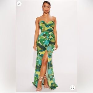 NWOT Green and Blue Maxi Dress